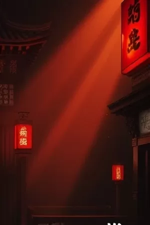 《灯塔守夜人》竖版海报，夜里旋转的灯塔光束